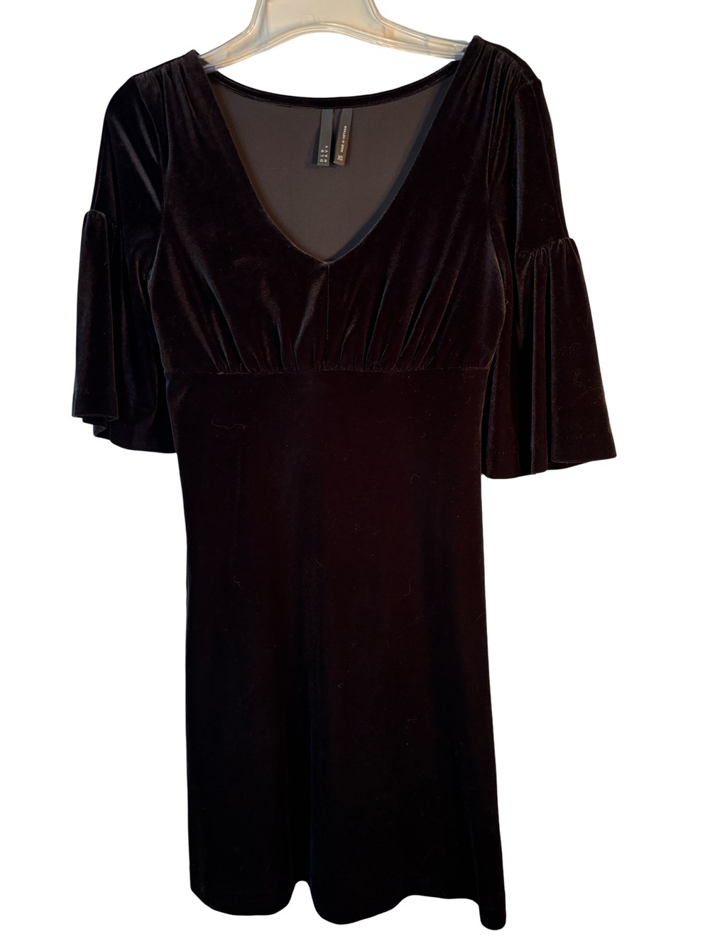 Old Navy Black Velvet V-Neck Flutter-Sleeve Mini Dress